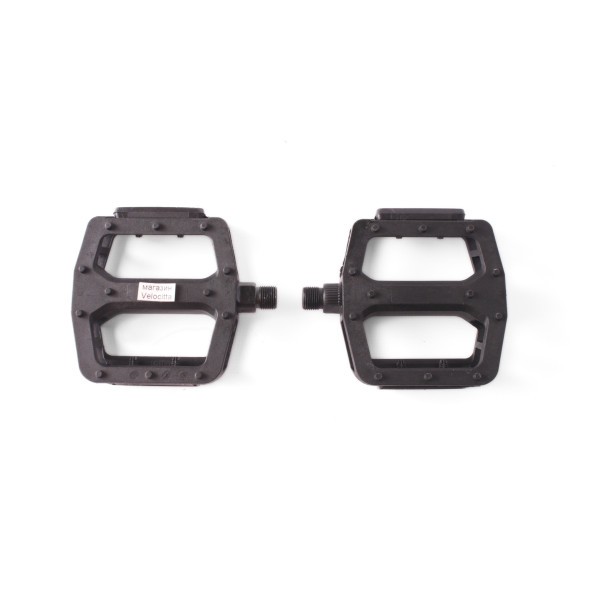 Педали велосипедные Feimin FP-851, резьба, пластик, с катафотами, большая платформа, 95x95 мм, черный