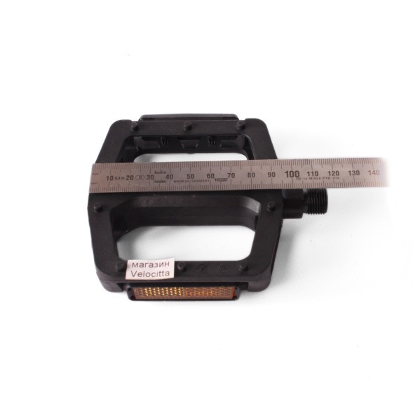 Педали велосипедные Feimin FP-851, резьба, пластик, с катафотами, большая платформа, 95x95 мм, черный