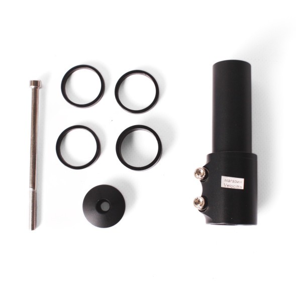 Удлинитель высоты рулевого штока Kenli KL-4025, алюминиевый, 1-1/8&amp;quot;x115 мм, болт 115 мм, проставочные кольца, черный