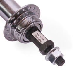 Втулка задняя Shunfeng SF-HB03R, сталь, ось 3/8"х135x175 мм, под V-брейк, под трещотку, на гайках, 36H, серебро