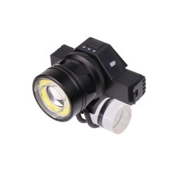 Велофонарь передний VXM BST-001, T6+COB LED, алюминий, USB кабель, аккумулятор, настраиваемый ZOOM, 5 режимов работы, Black