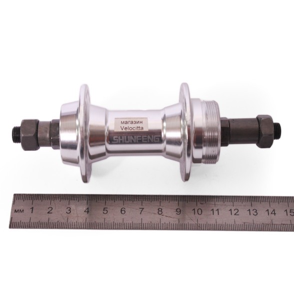 Втулка велосипедная Shunfeng SF-A203R silver, задняя, ось 3/8&amp;quot;х135x145 мм, ALU, под V-br, под трещотку, на эксцентрике, 36 отверстий, хром