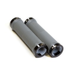 Ручки на руль Hualong HL-G201-Grey-Black, резиновые, 130 мм, алюминиевые фиксаторы, с заглушками руля, торг. уп.