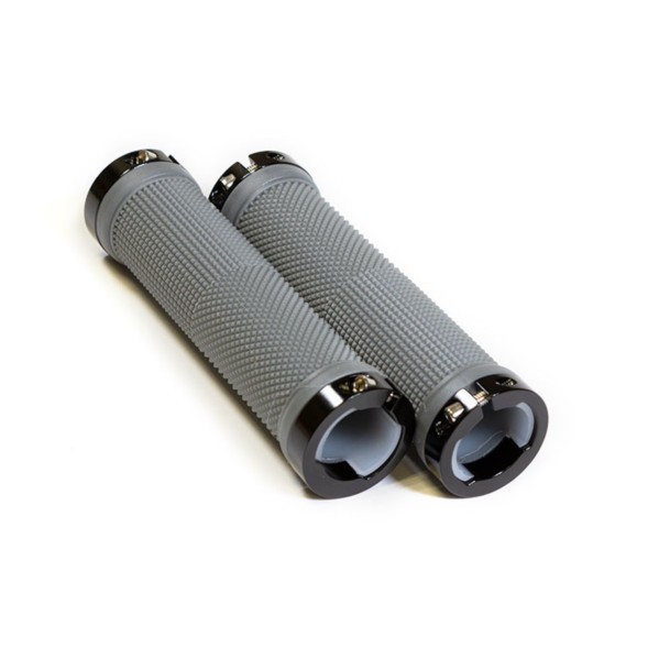 Ручки на руль Hualong HL-G201-Grey-Black, резиновые, 130 мм, алюминиевые фиксаторы, с заглушками руля, торг. уп.