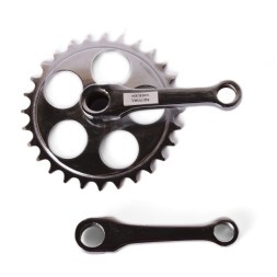 Система шатунов велосипедная, 1 скорость, сталь, 12&amp;quot;, 28T, 89 мм, под клин, серебристый