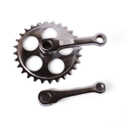 Система шатунов велосипедная, 1 скорость, сталь, 12&amp;quot;, 28T, 89 мм, под клин, серебристый