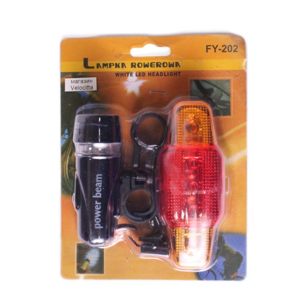 Фара передняя + фонарь задний WildWolf, 1/5 LED, 3/7 режима, регулируемая линза, 5xAAA, красный