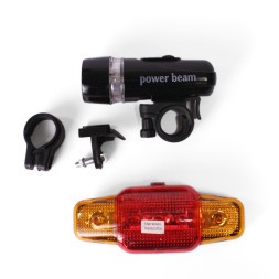 Фара передняя + фонарь задний WildWolf, 1/5 LED, 3/7 режима, регулируемая линза, 5xAAA, красный