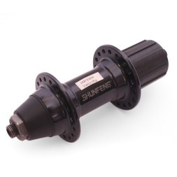 Втулка задняя Shunfeng SF-A231R black, ось 3/8"х135x145 мм, алюмин., под V-br, под кассету 8/10 скоростей, с эксцентриком, 36H, торг. уп.