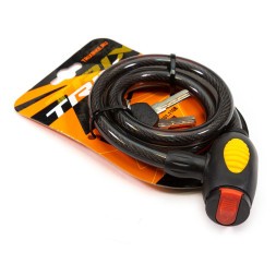 Замок противоугонный Trix GK101.110B-BLACK, 12×800 мм, трос стальной, с ключами, в пластиковой оболочке, блистер